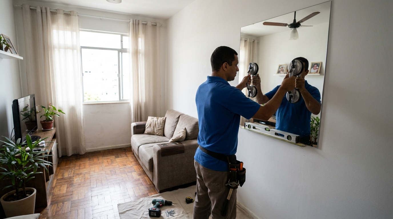 Espelho sob medida com parquet em Cascavel-PR